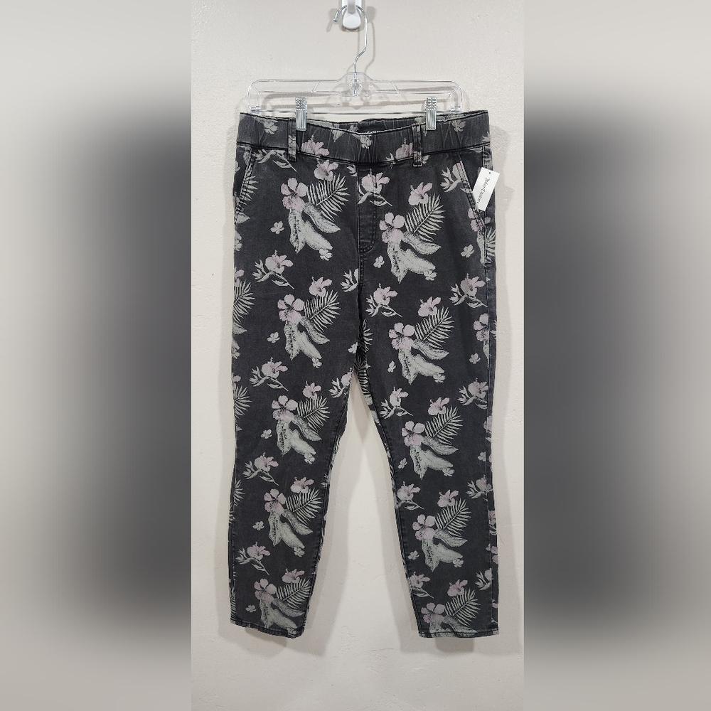 Juicy Couture Grey and Pink Floral Pull On Jeans Size 32